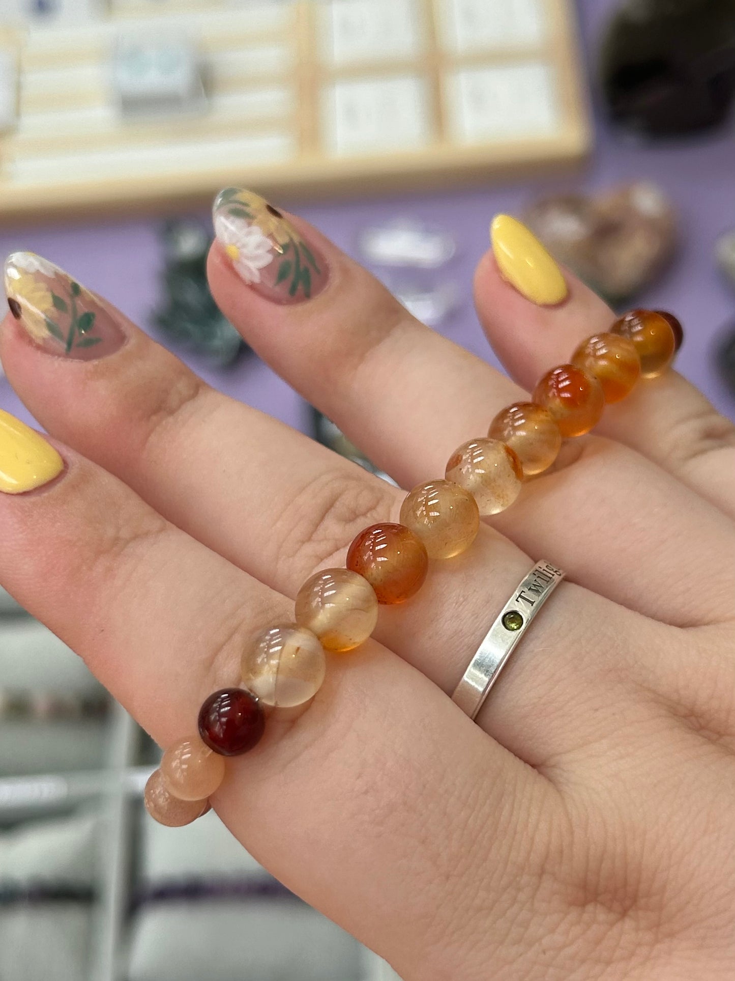 Carnelian x peach moonstone bracelet