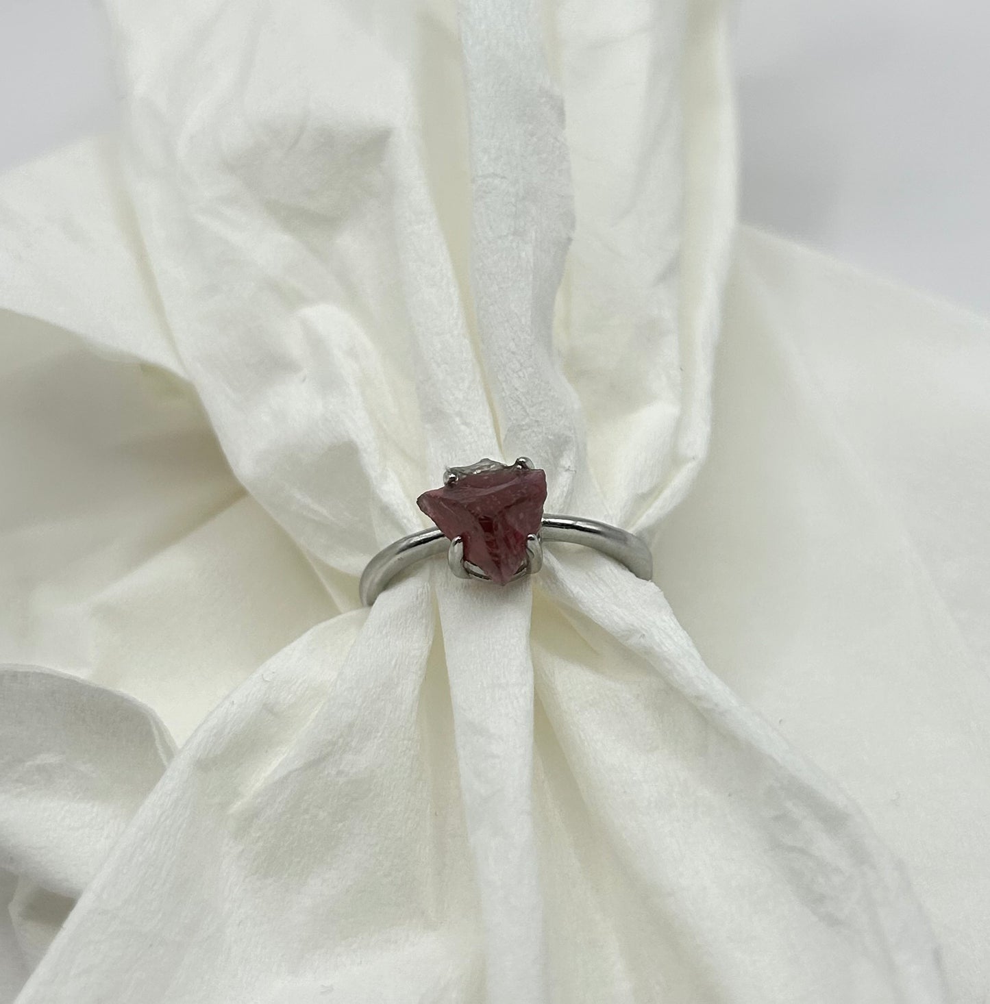 Raw garnet ring