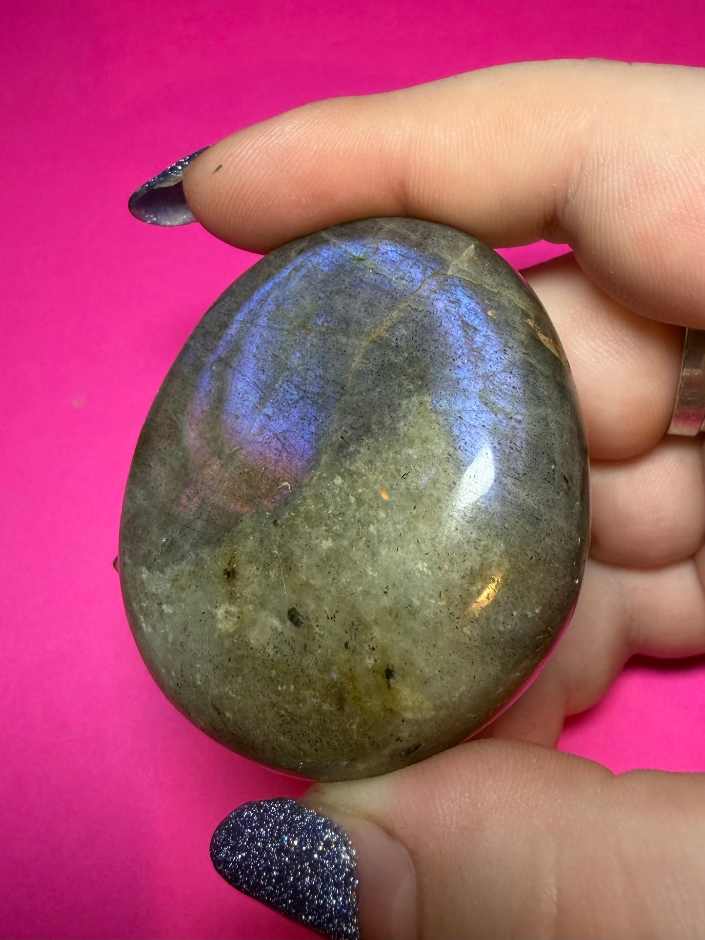 Purple labradorite palmstone