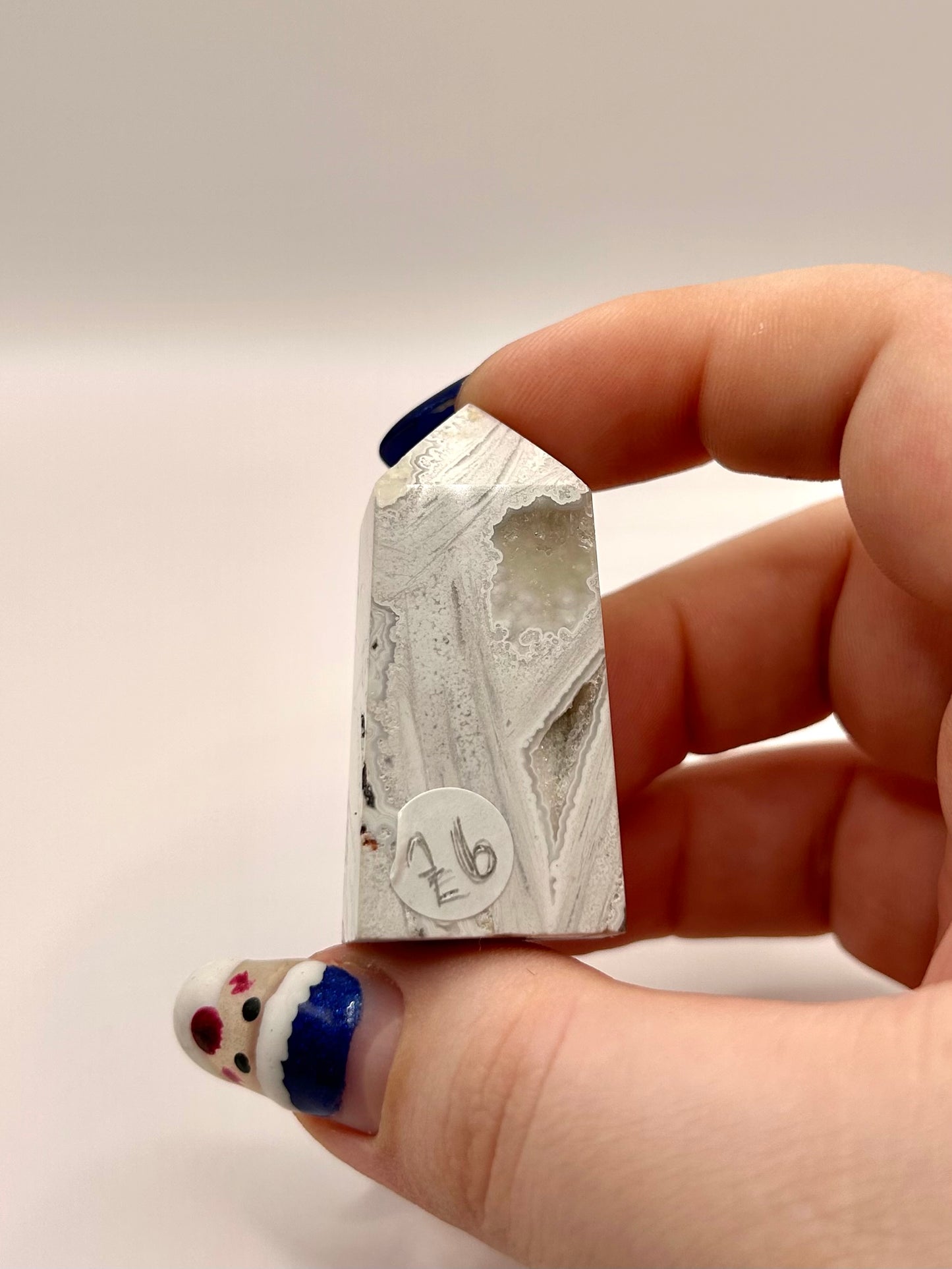 White Mexican druzy agate tower