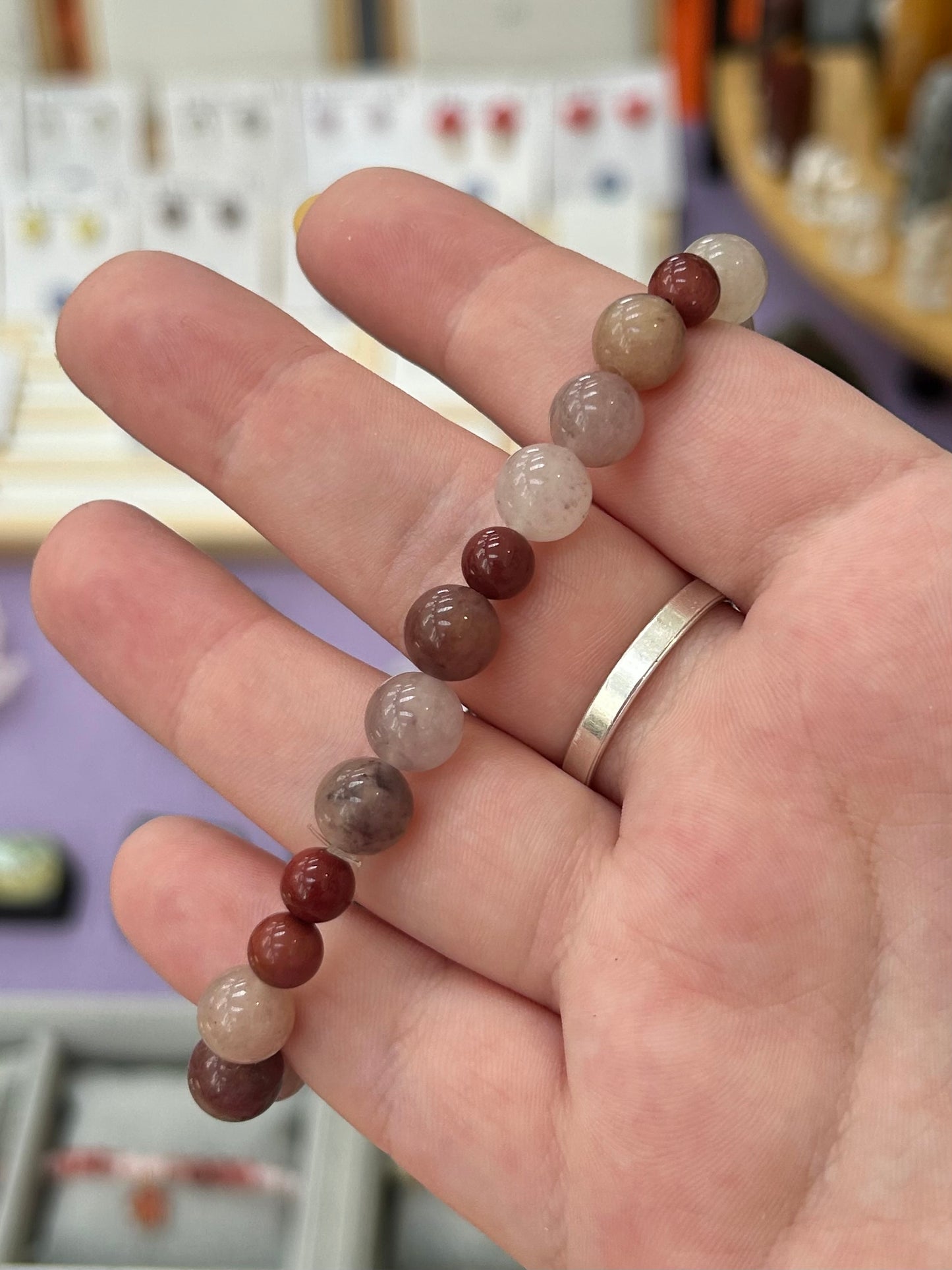 Pink agate x Mookaite bracelet