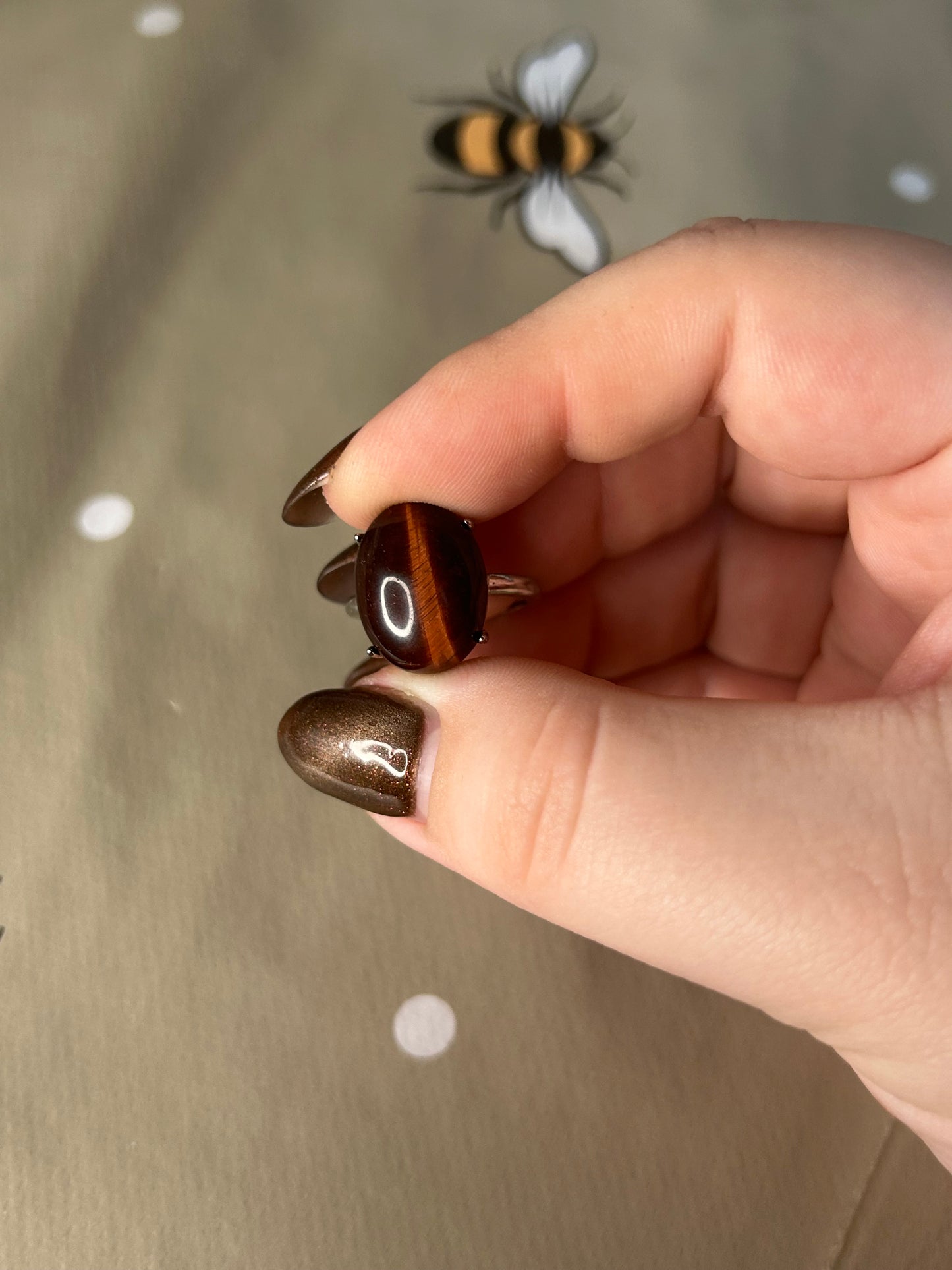 Red tigers eye ring