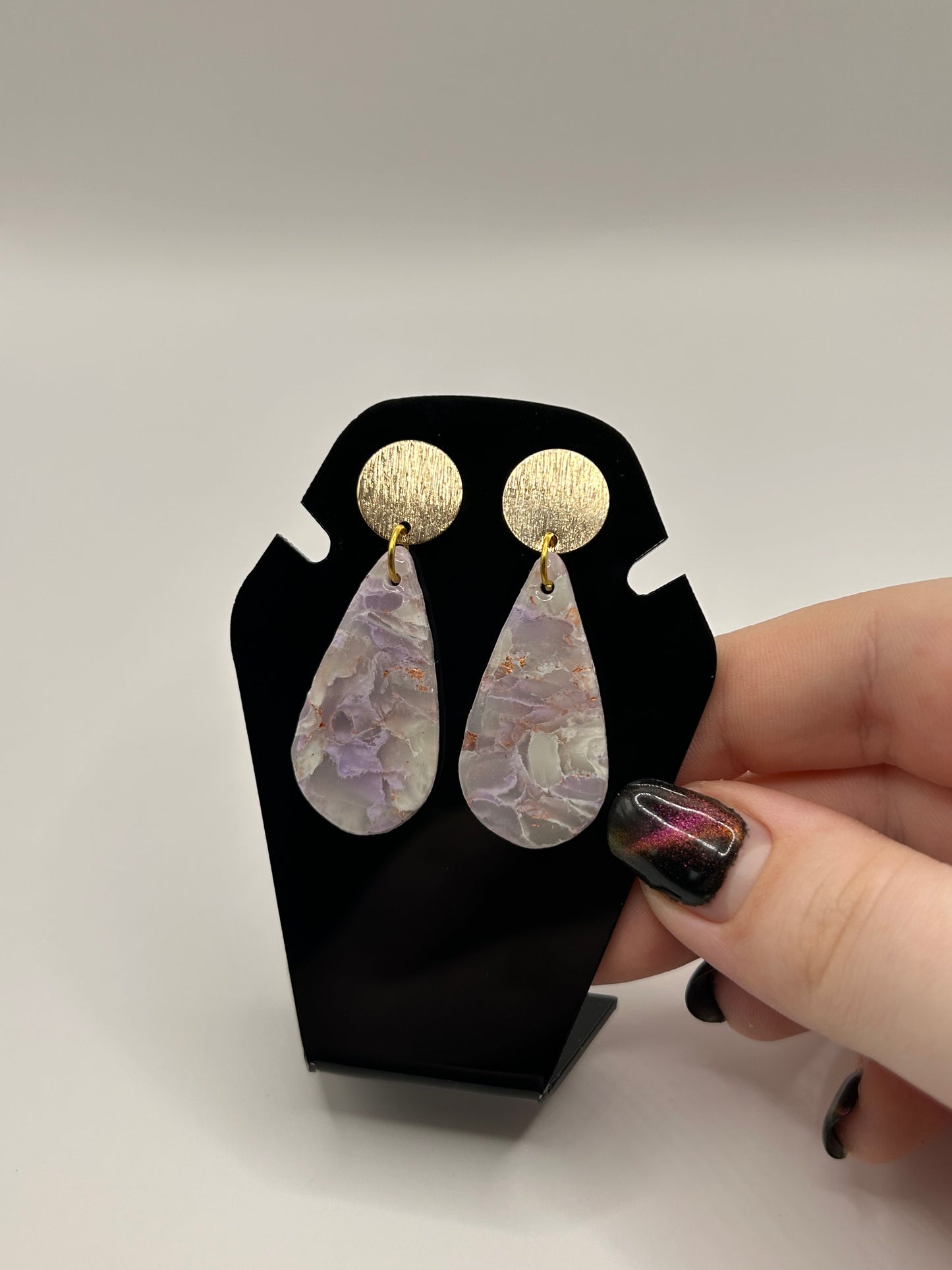 Purple drop earrings