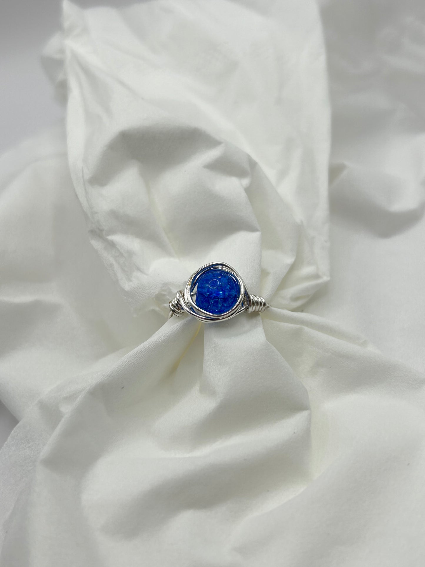 Blue crackle quartz ring