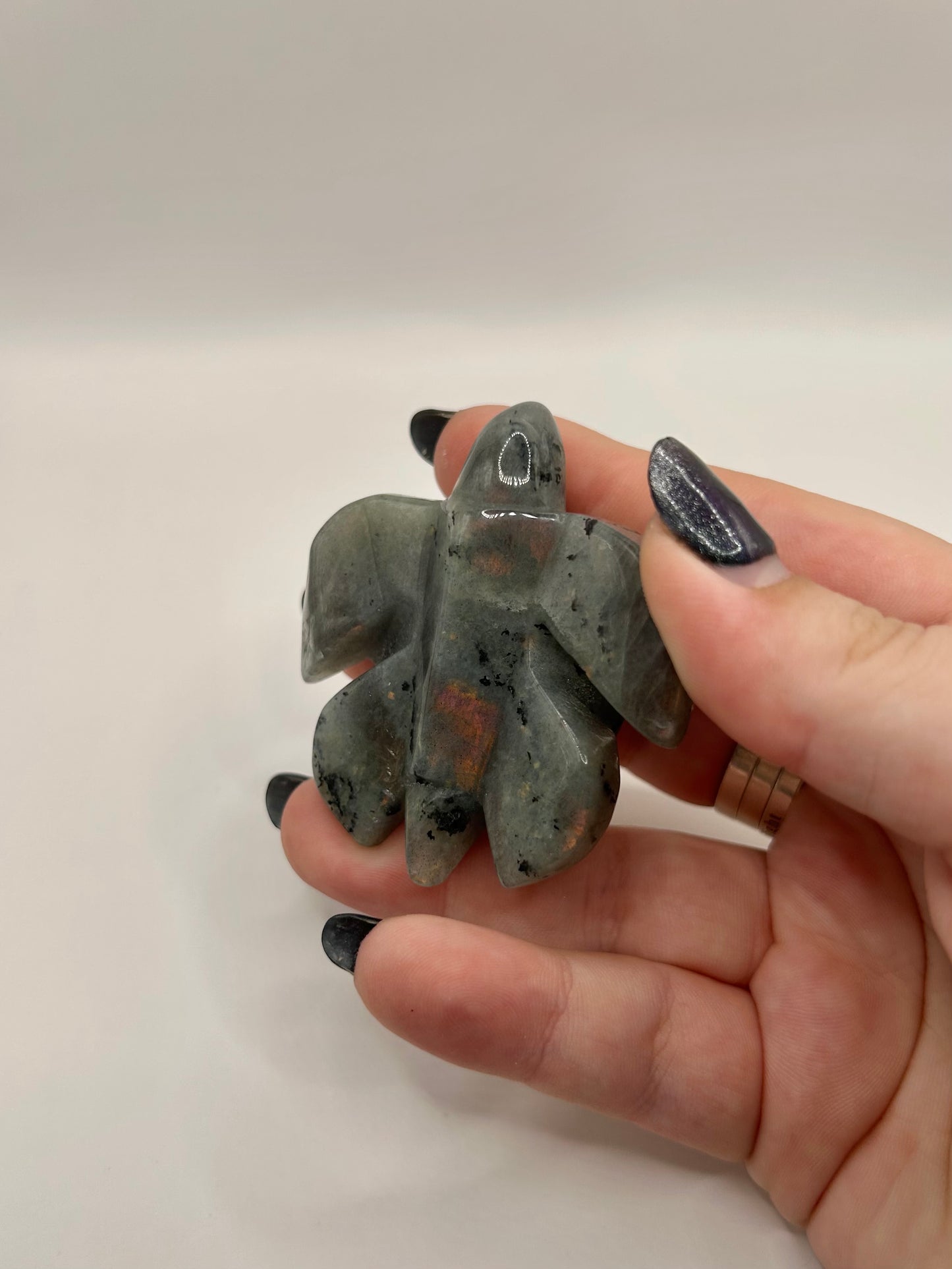 Labradorite turtle carving
