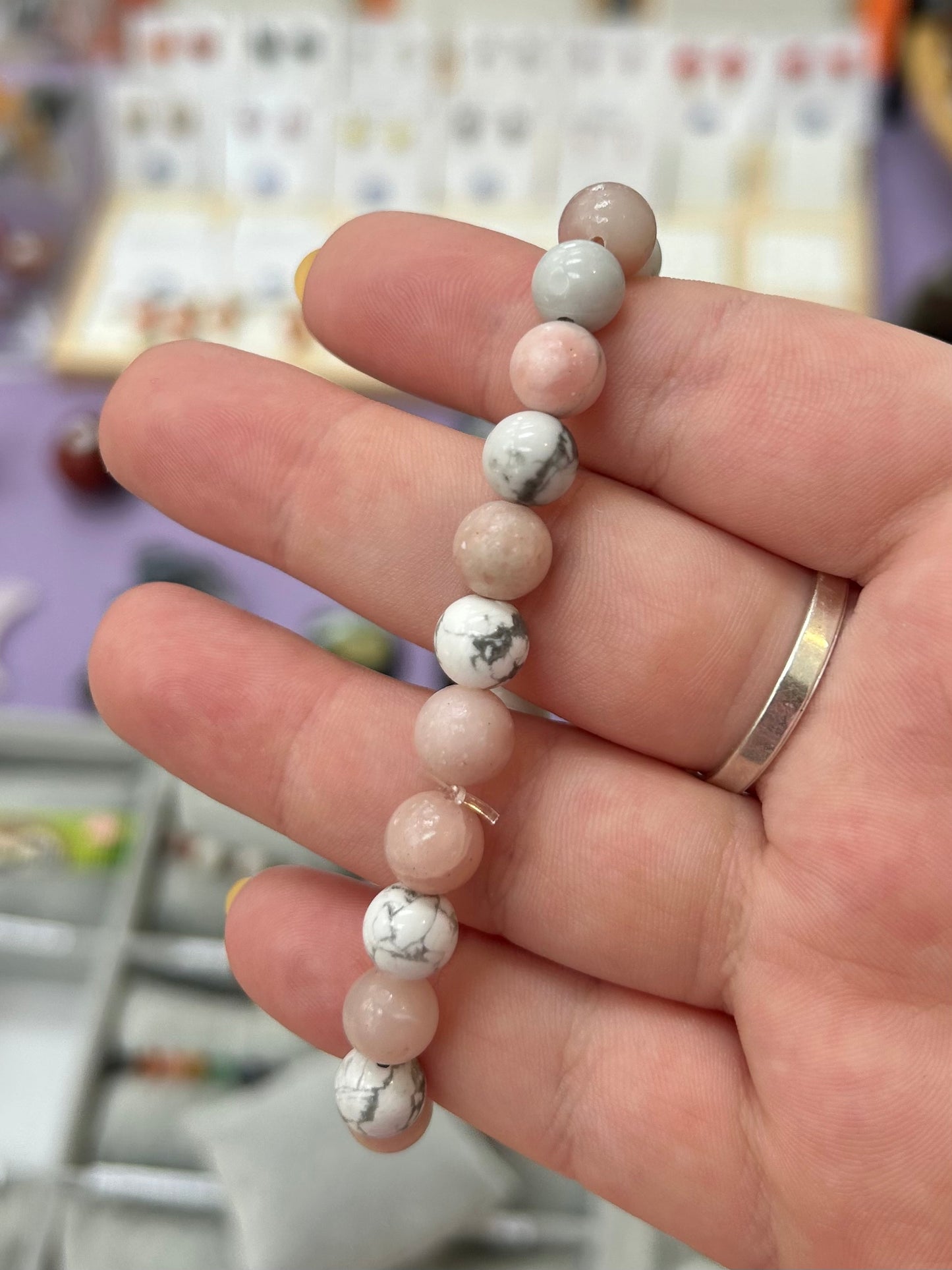 Pink opal x howlite bracelet