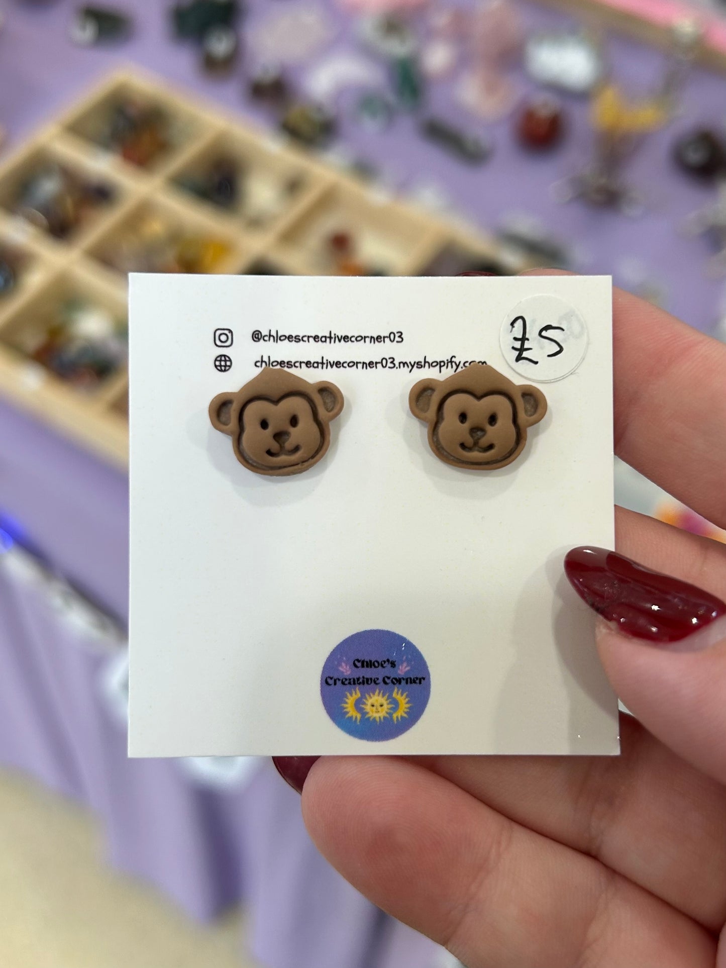 Monkey stud earrings