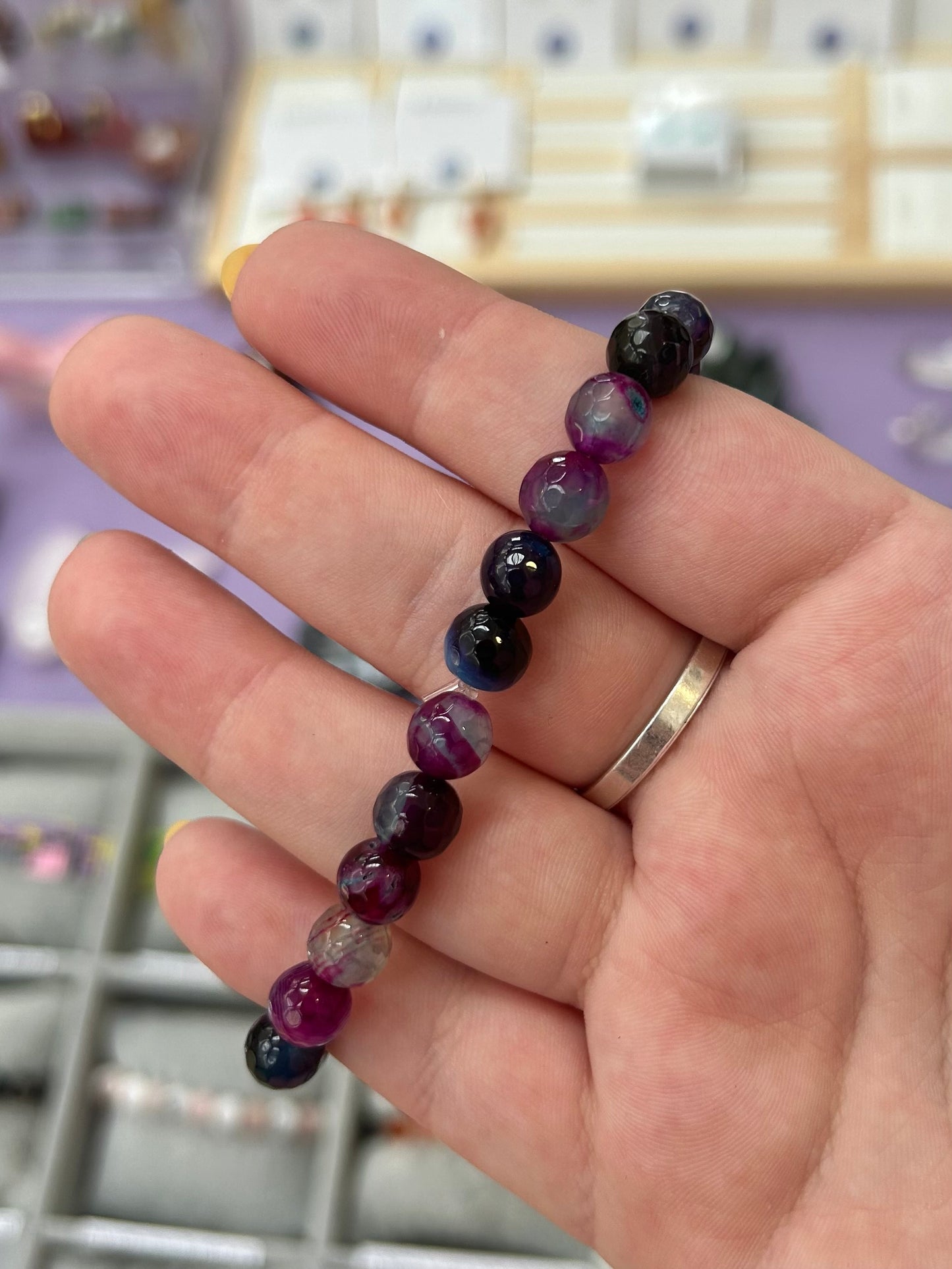 Dyed agate x turquoise bracelet