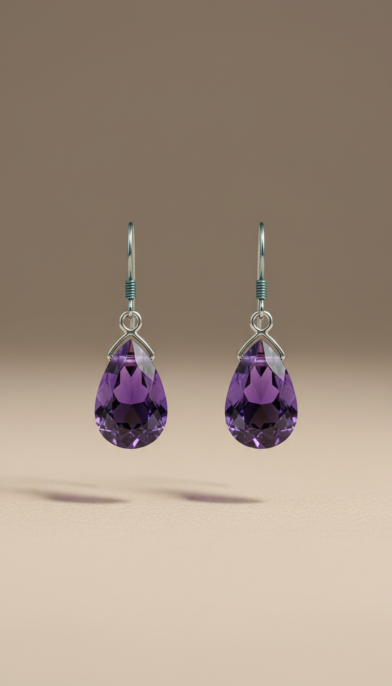 Amethyst Crystal Drop Earrings