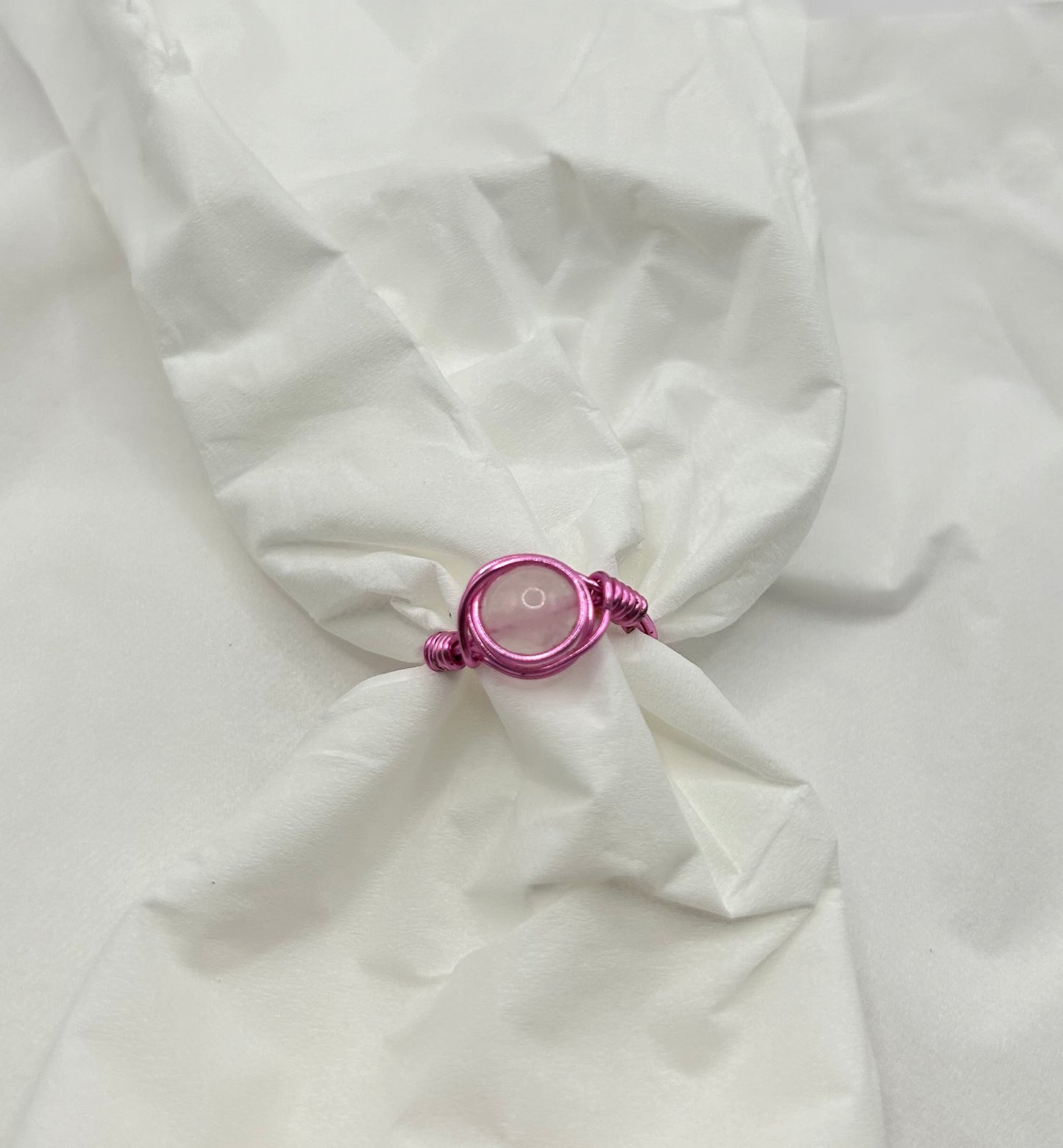 Pink rose quartz ring