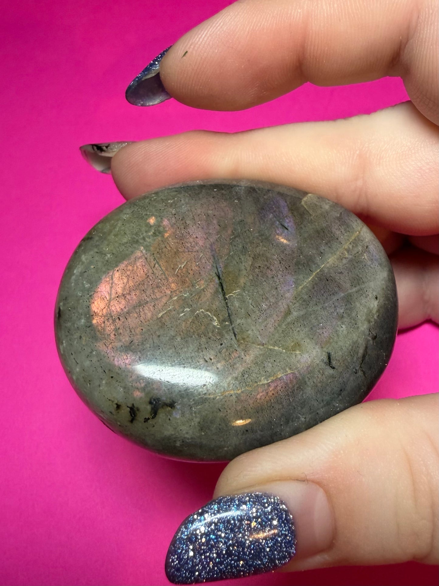 Purple labradorite palmstone