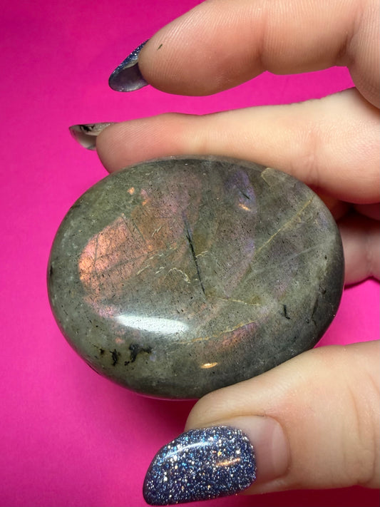 Purple labradorite palmstone