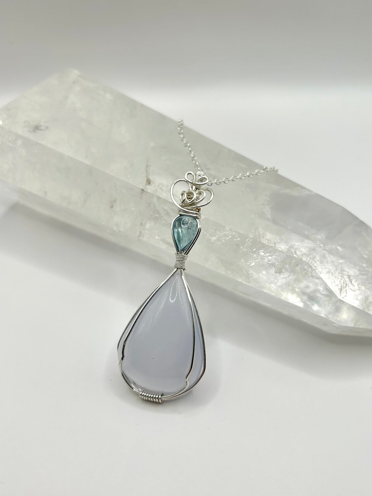 Aquamarine x Chalcedony pendant