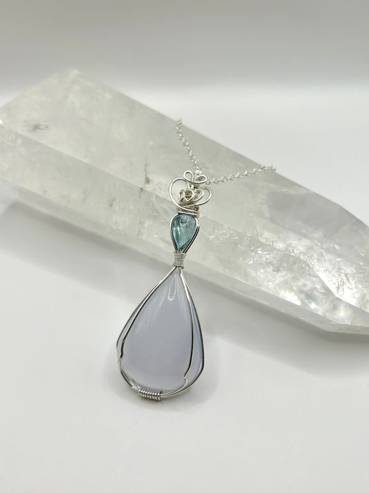 Aquamarine x Chalcedony pendant