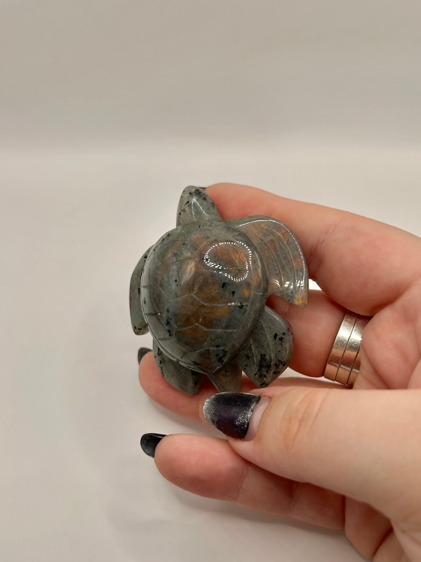 Labradorite turtle carving