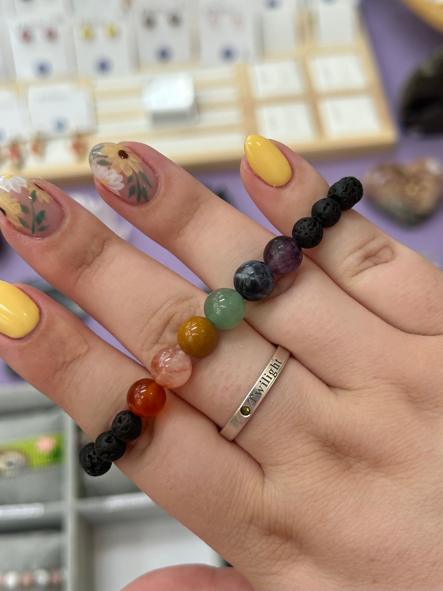 Lava stone x 7 crystal bracelet