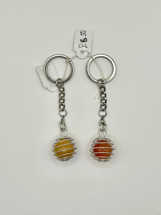 Interchangeable crystal cage keyrings