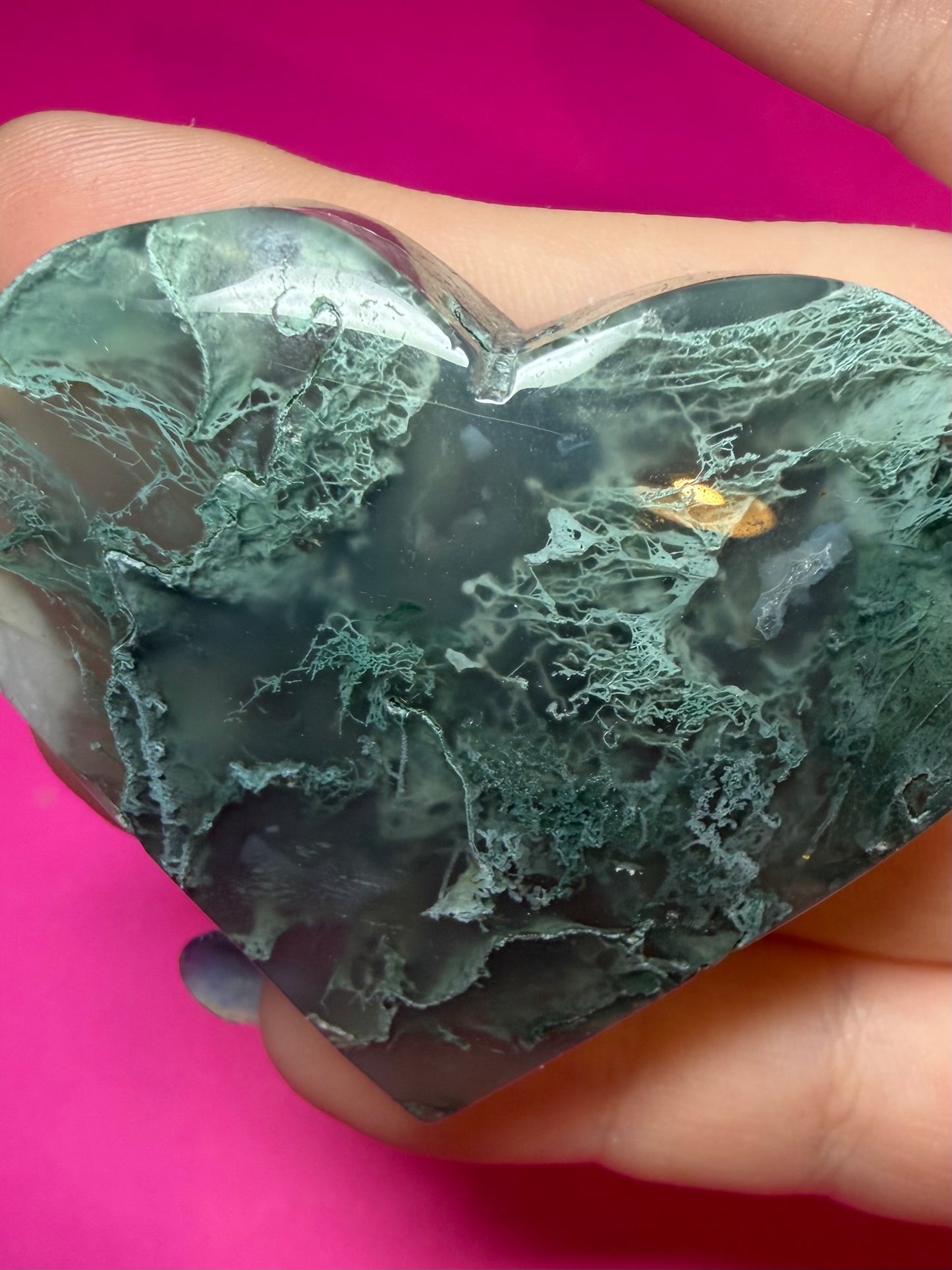 Moss agate heart