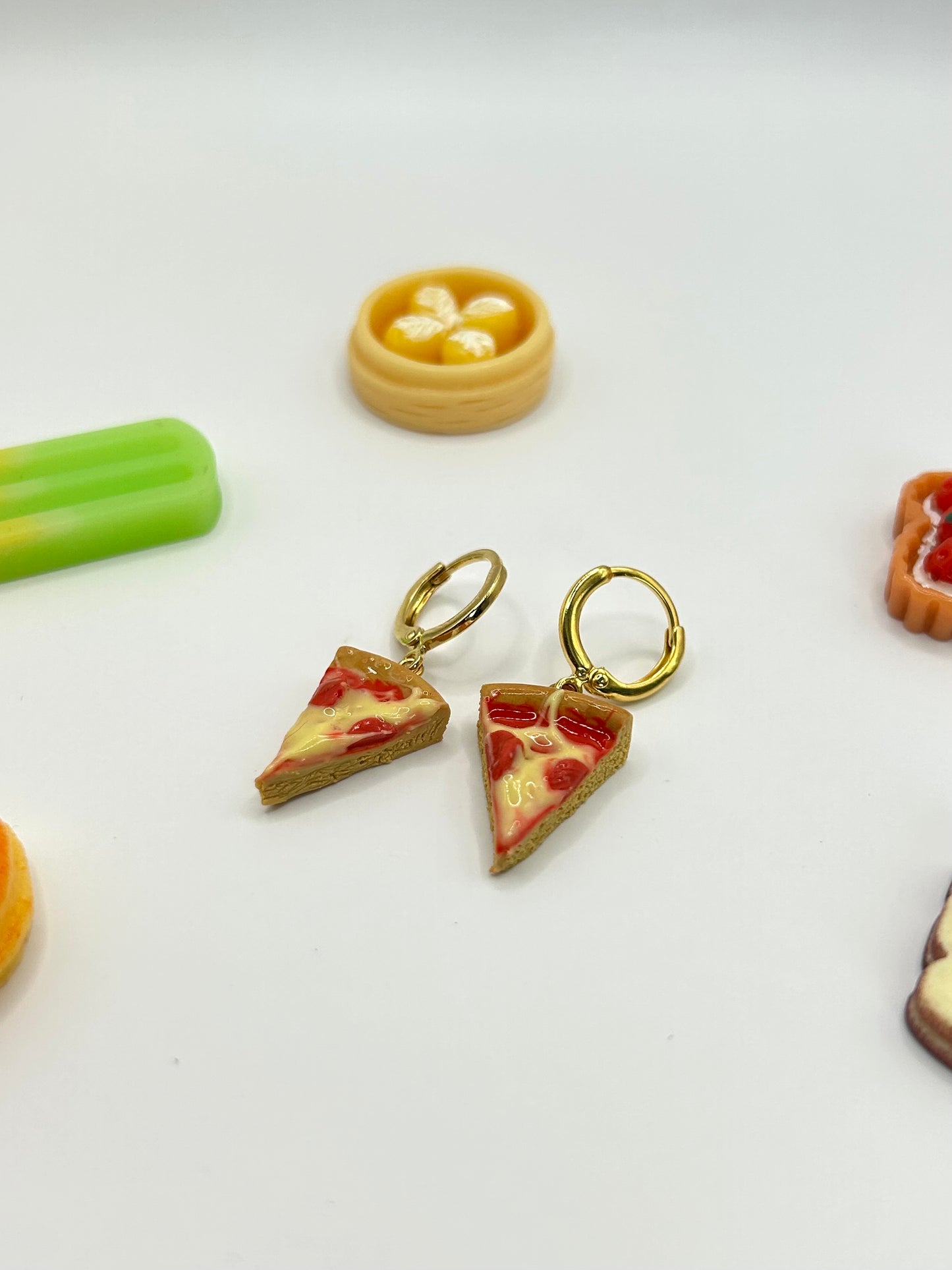 Pepperoni pizza earrings