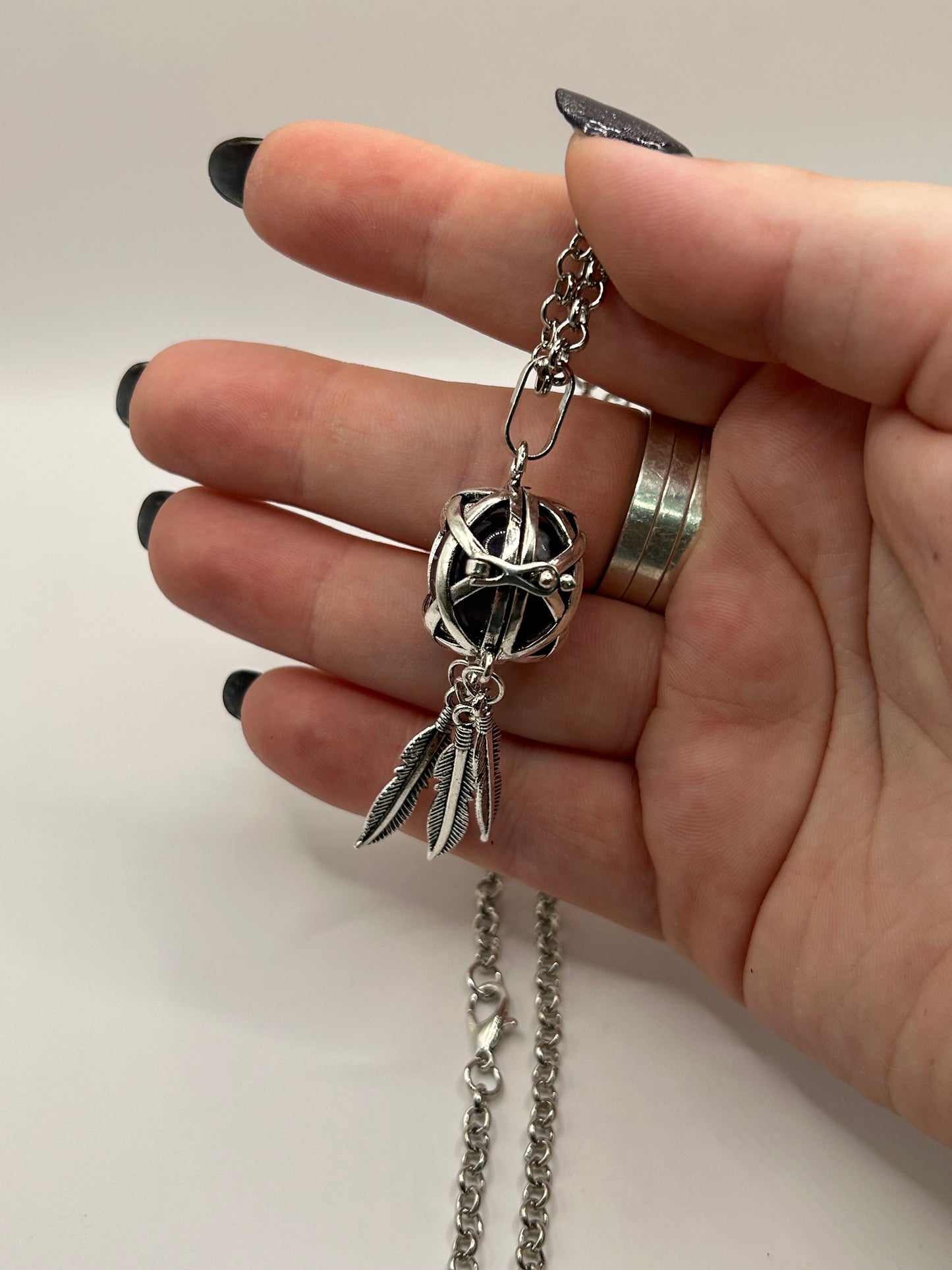 Dream catcher cage necklace