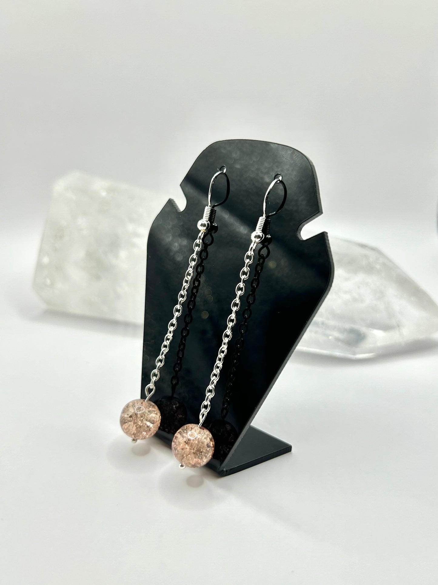 Champagne crackle quartz earrings