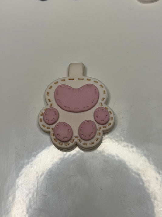 White Paw print keyring