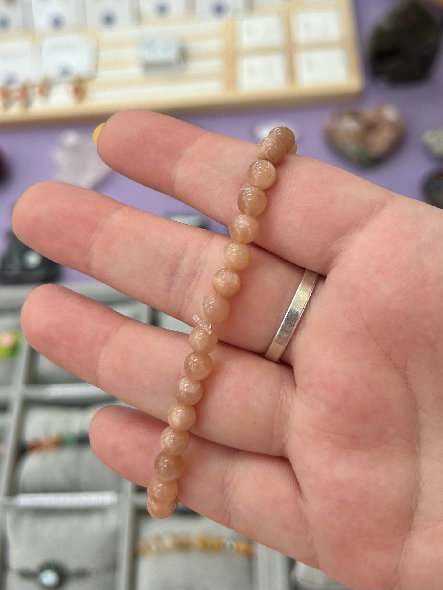 Carnelian x peach moonstone bracelet