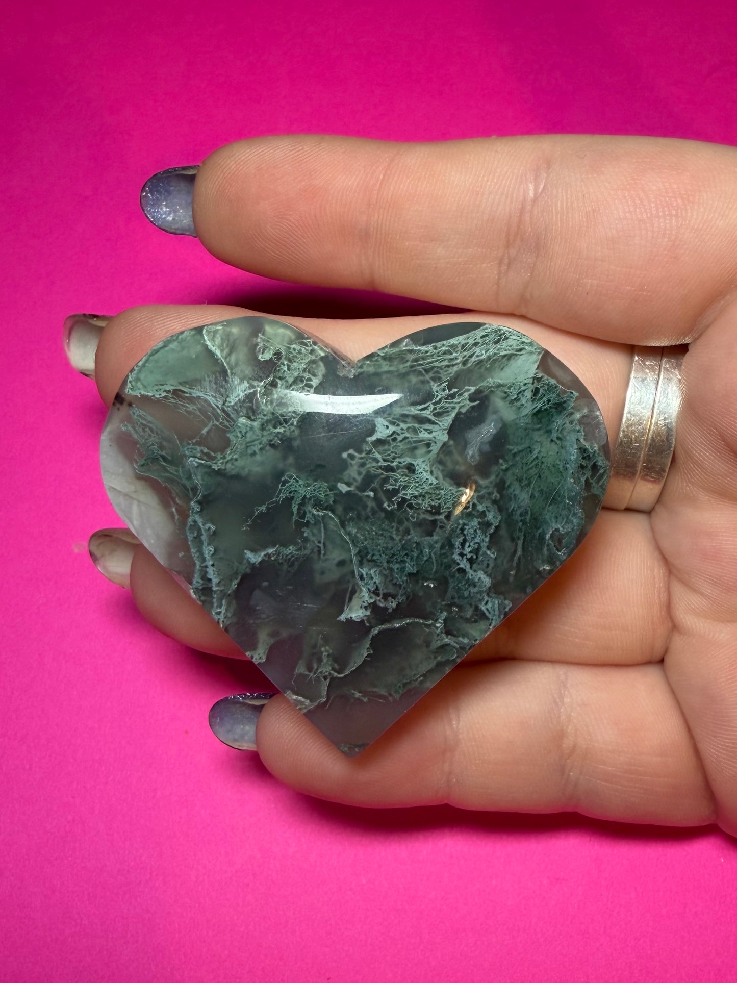 Moss agate heart