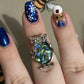 Abalone shell owl ring