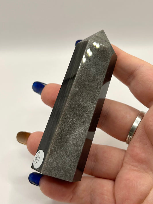 Silver sheen obsidian tower