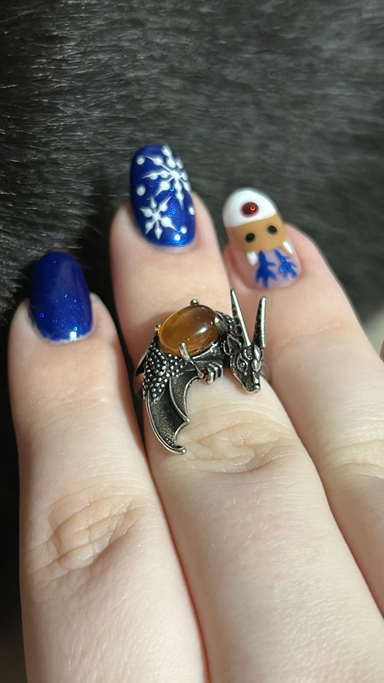 Amber dragon ring
