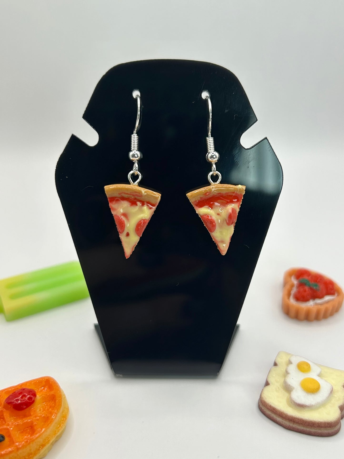 Pepperoni pizza earrings