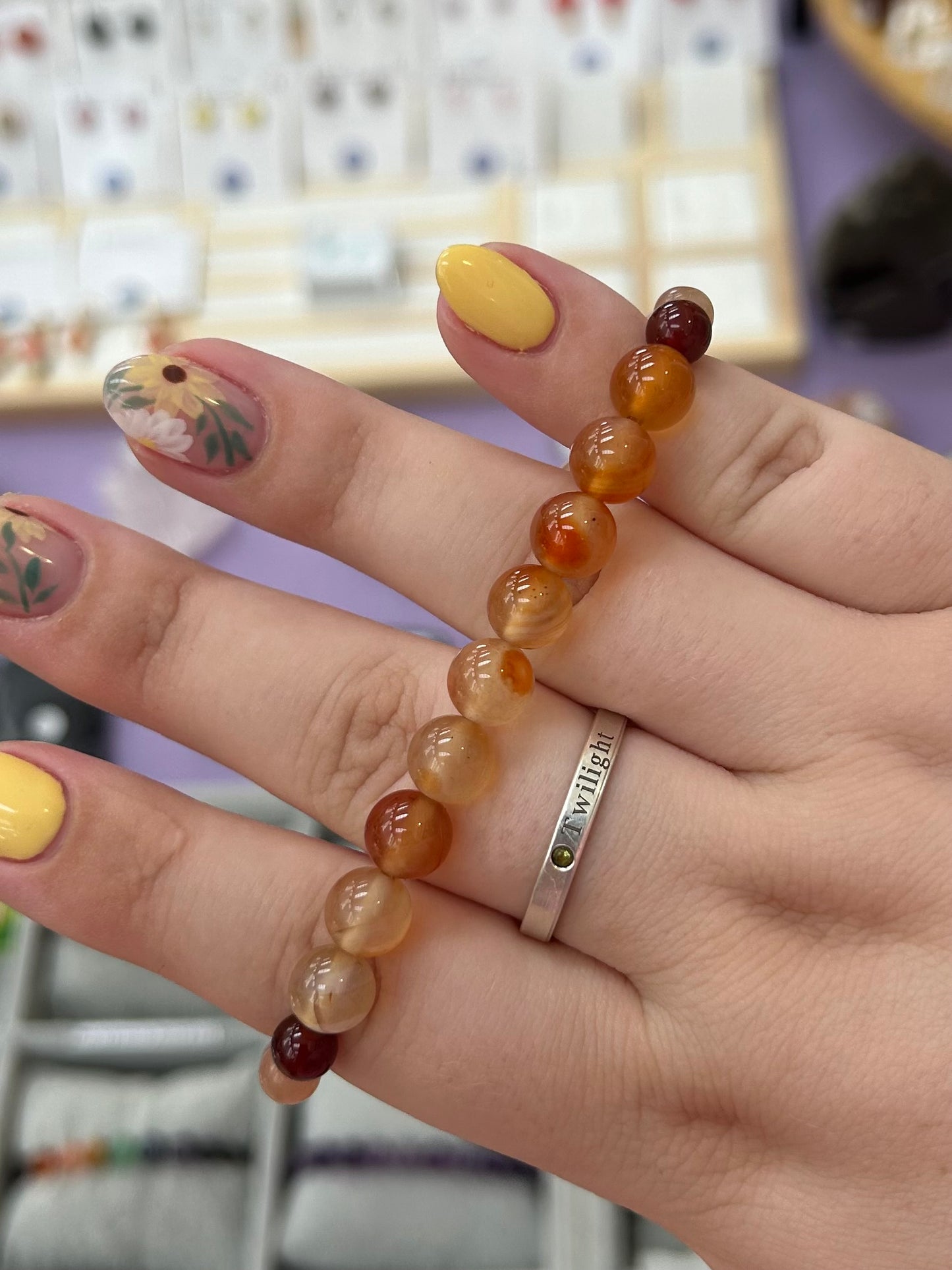 Carnelian x peach moonstone bracelet