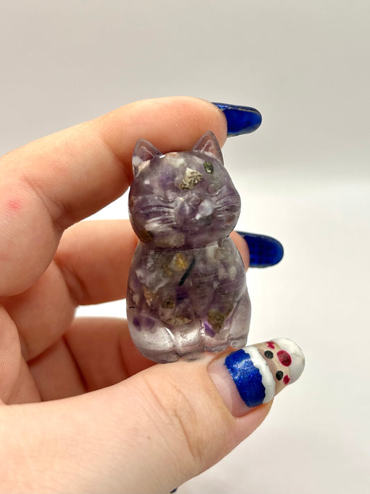 Amethyst resin cat sculpture