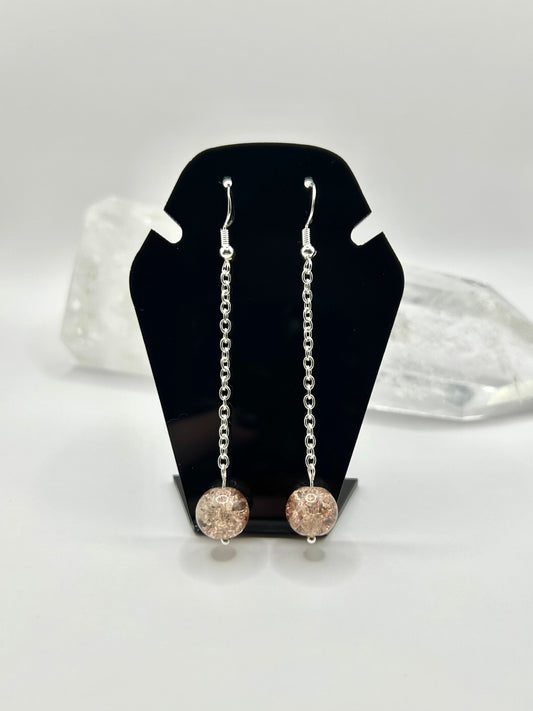 Champagne crackle quartz earrings