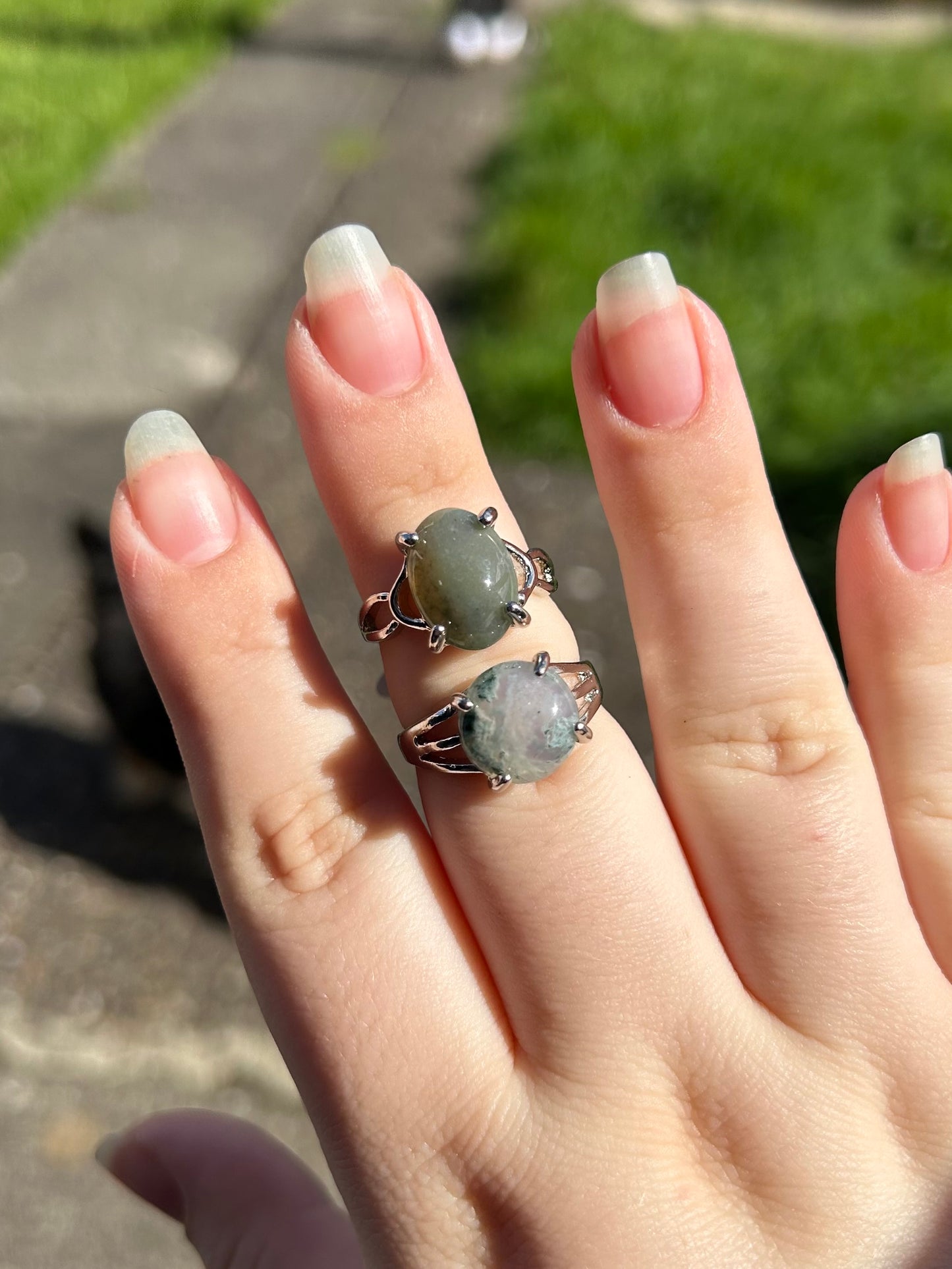 Moss agate rings
