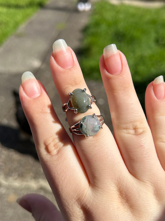 Moss agate rings