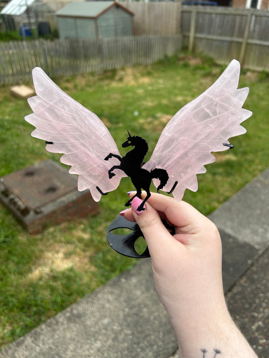 Rose quartz unicorn wings