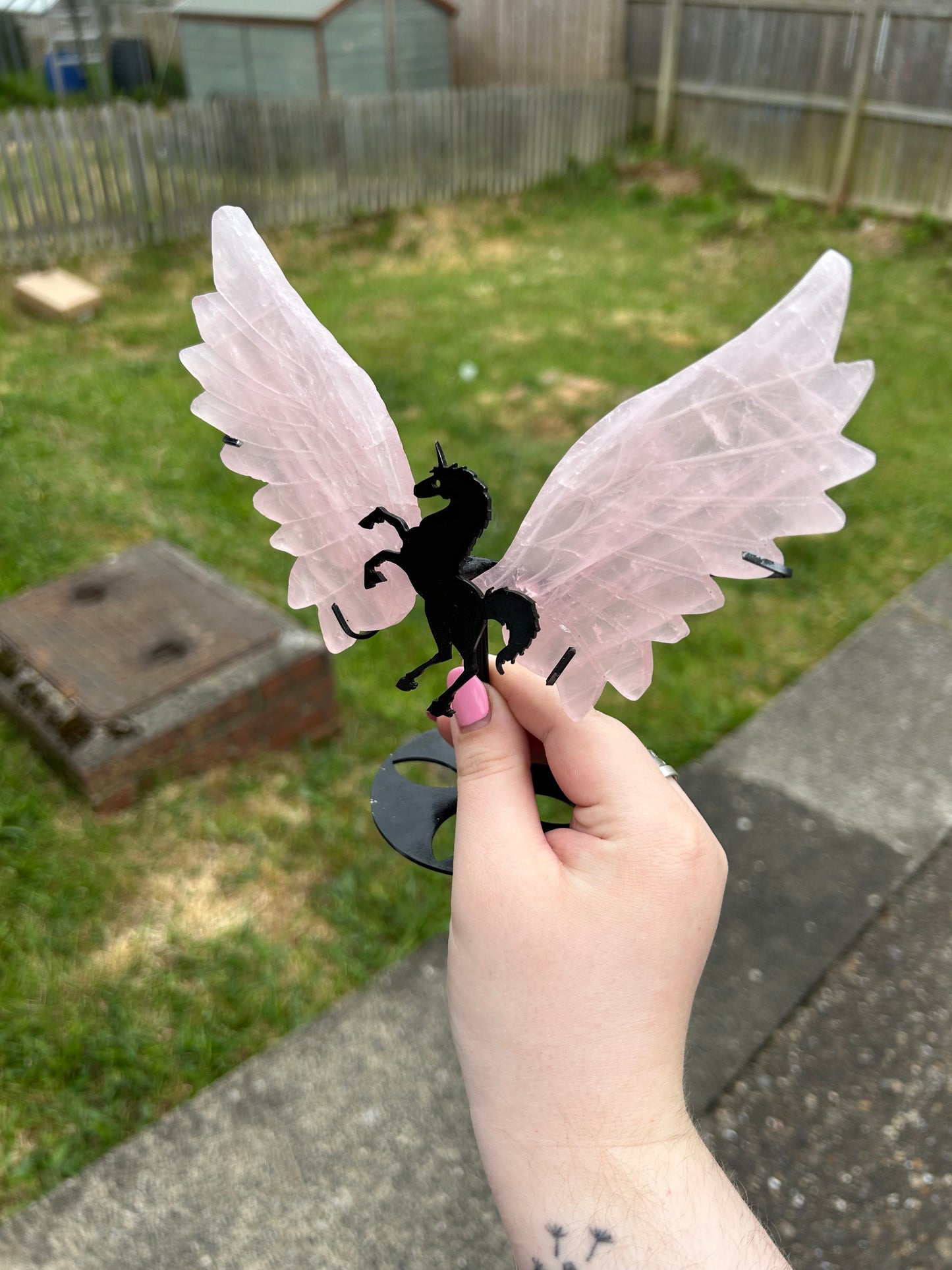 Rose quartz unicorn wings