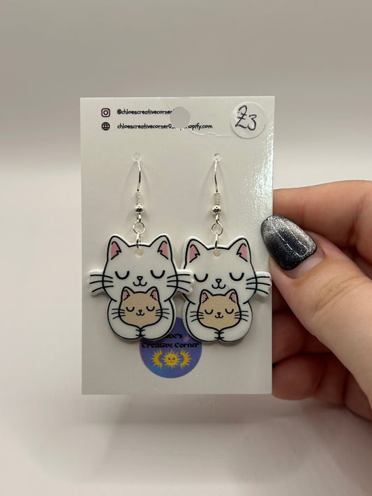 Cat and kitten earrings