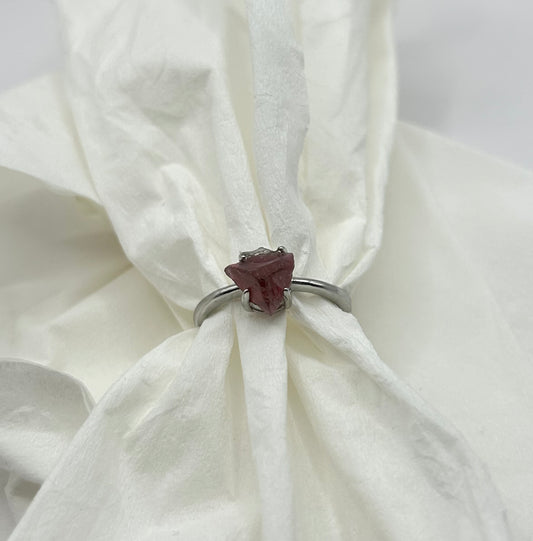 Raw garnet ring