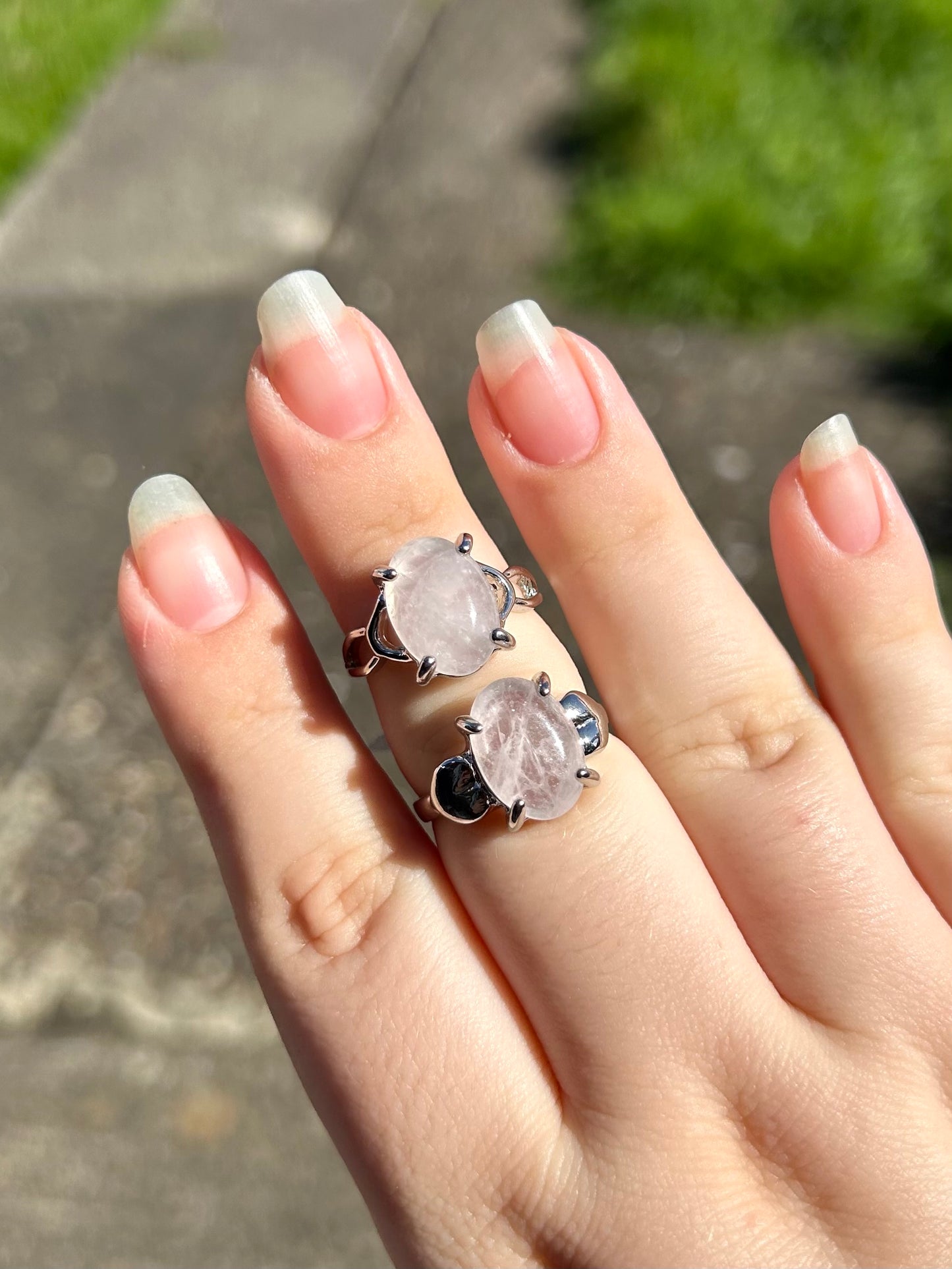 Rose quartz rings