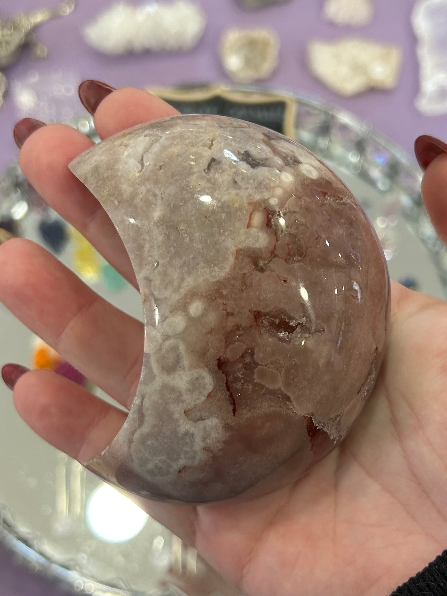 Brazilian pink amethyst moon