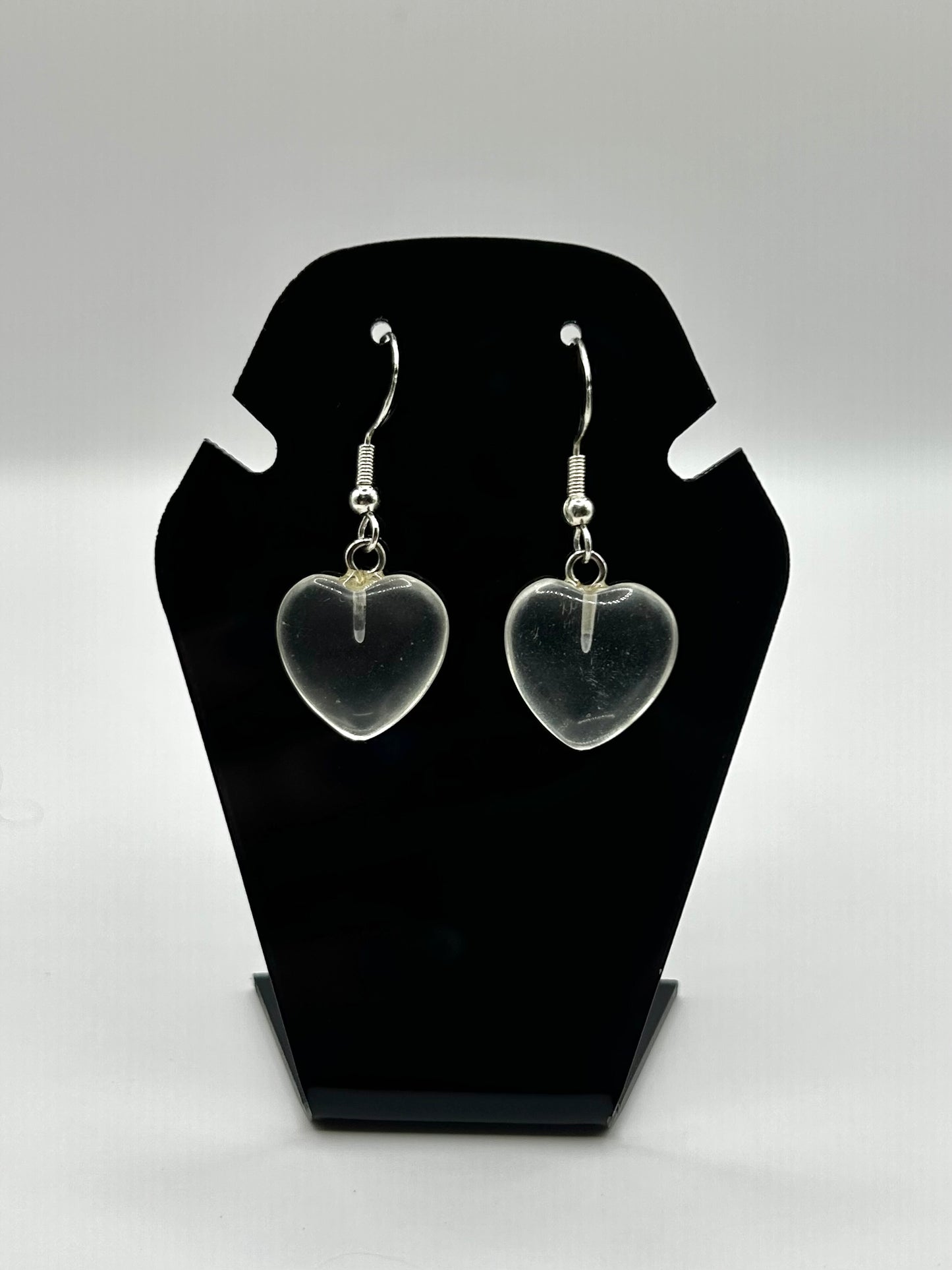 Clear quartz heart earrings