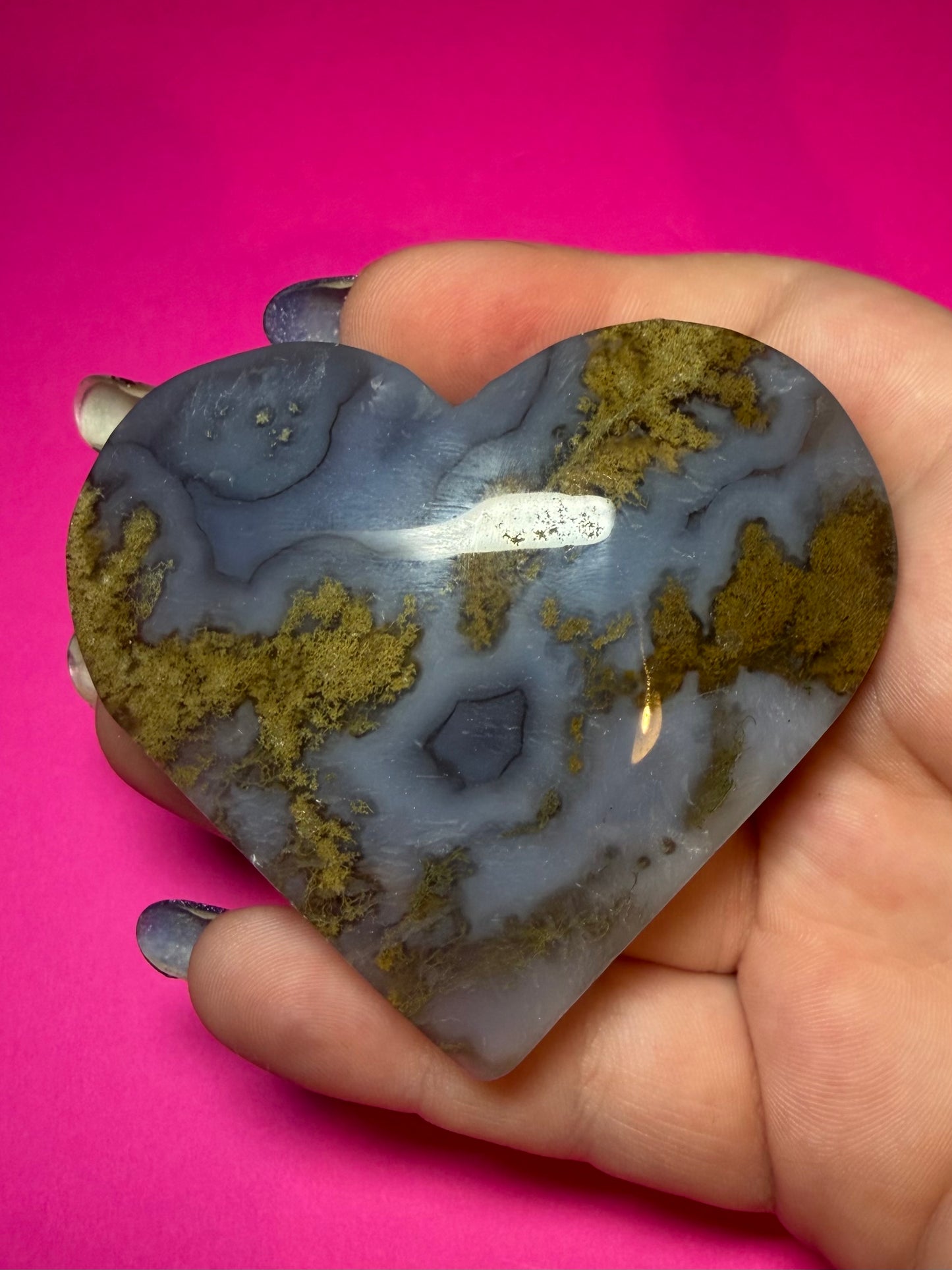 Moss agate x ocean jasper heart