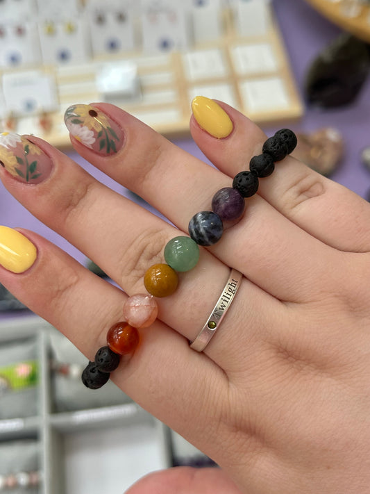 Lava stone x 7 crystal bracelet