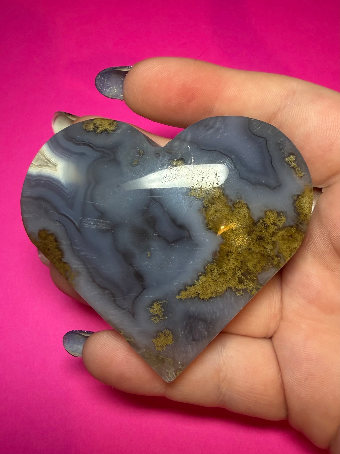 Moss agate x ocean jasper heart