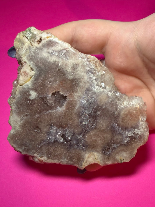 Raw pink amethyst slab