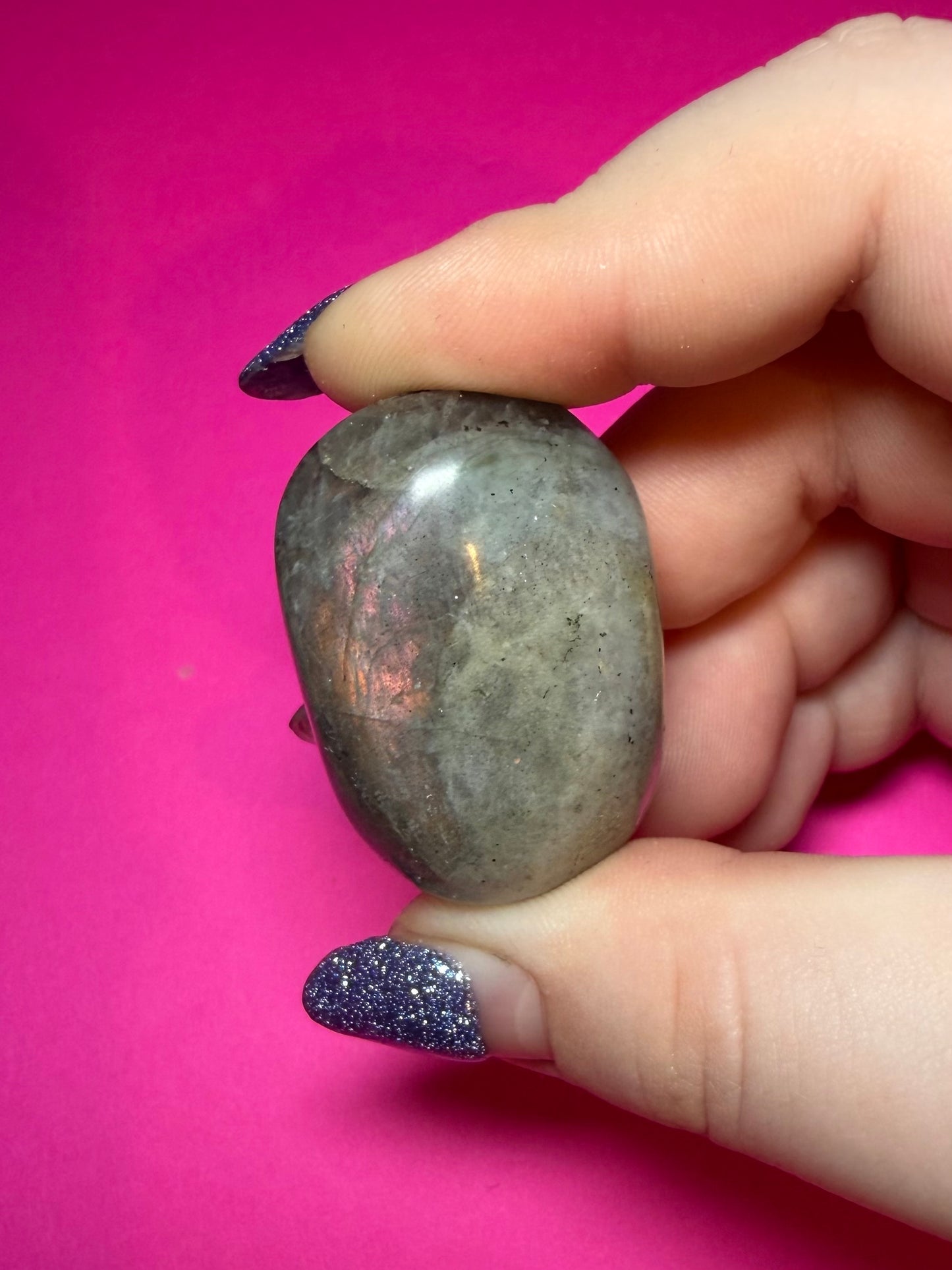 Pink small labradorite palmstone