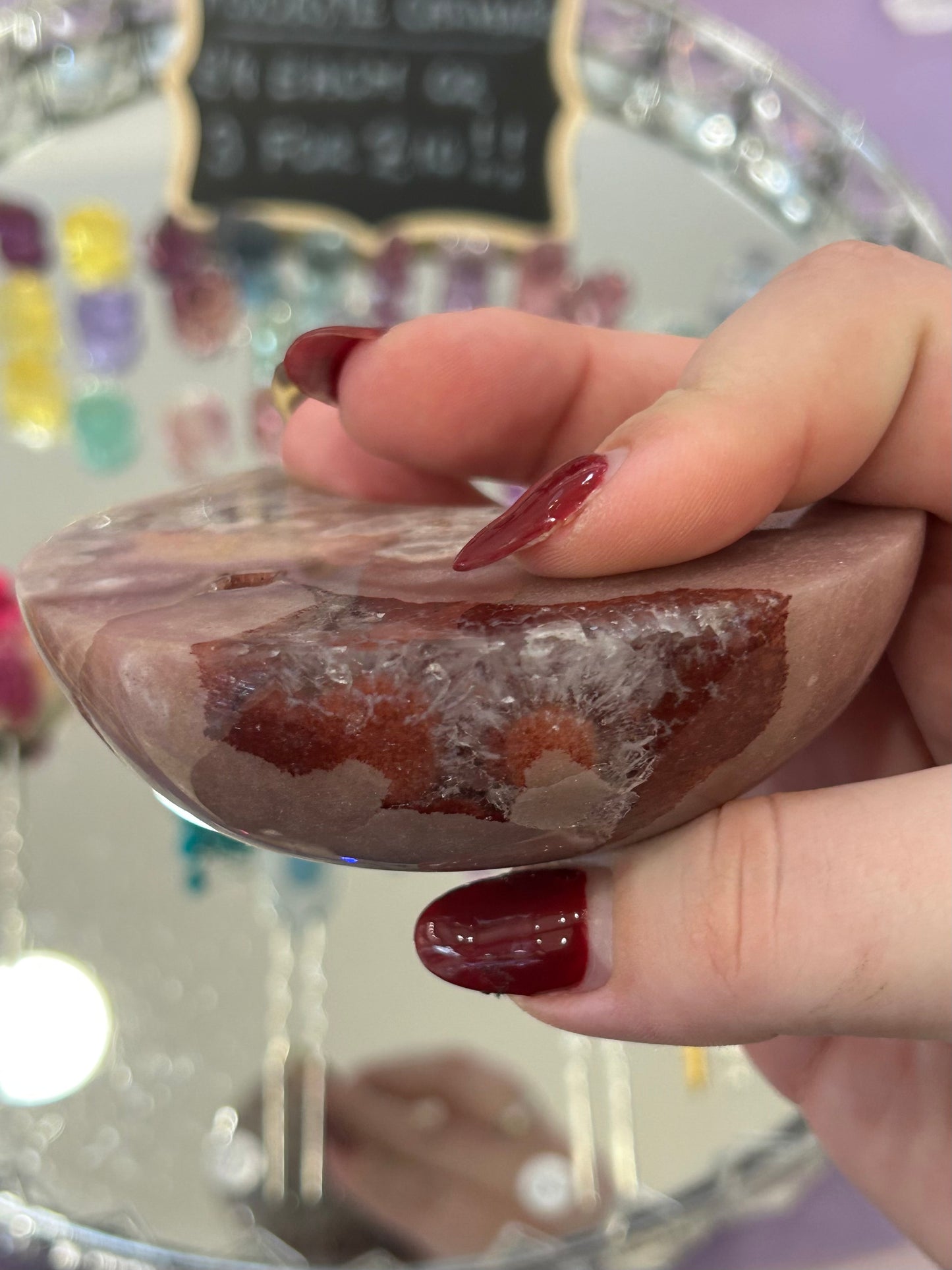 Brazilian pink amethyst moon